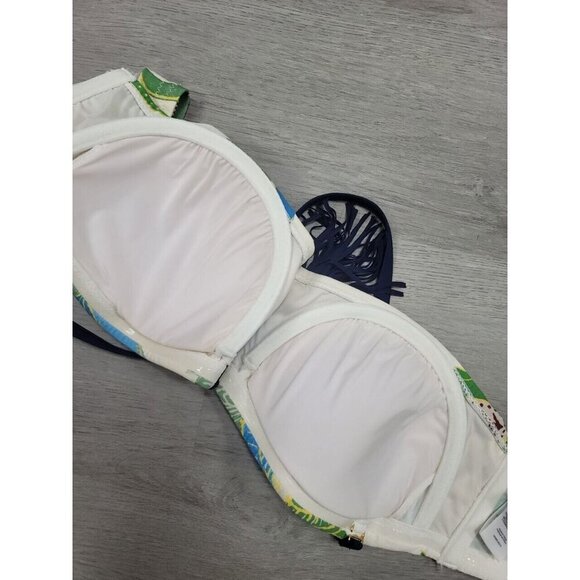 TORY BURCH Women Underwire Bandeau Print White Petite Small - Picture 11 of 11